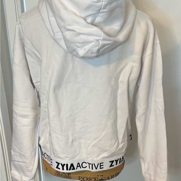 ZYIA Women's White Hoodie with Logo Trim - Picture 4 of 5